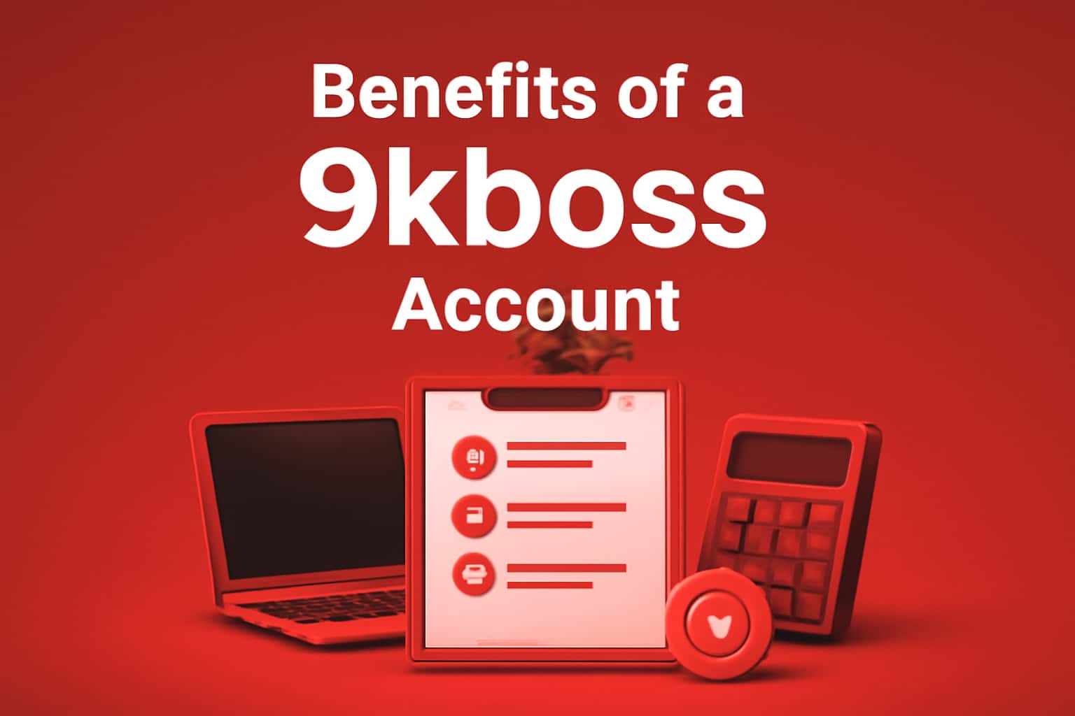 A futuristic design showcasing the benefits of a 9kboss account.