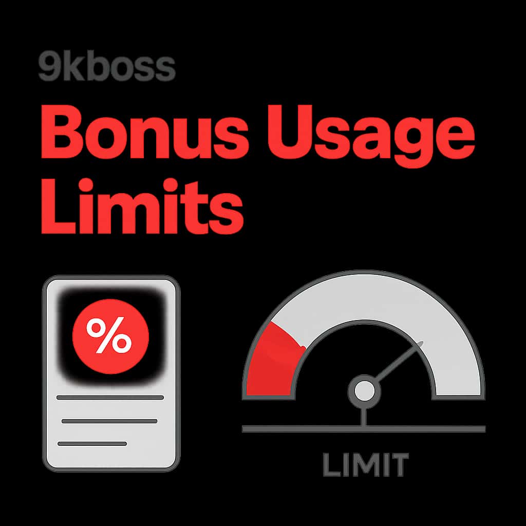 An educational diagram illustrating the specifics of bonus usage limits on 9kboss.