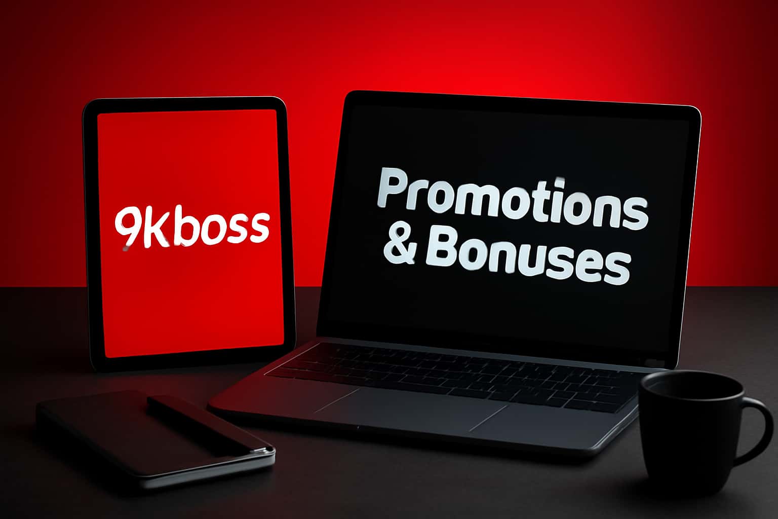 A high-tech illustration of 9kboss Promotions & Bonuses with clear text display.