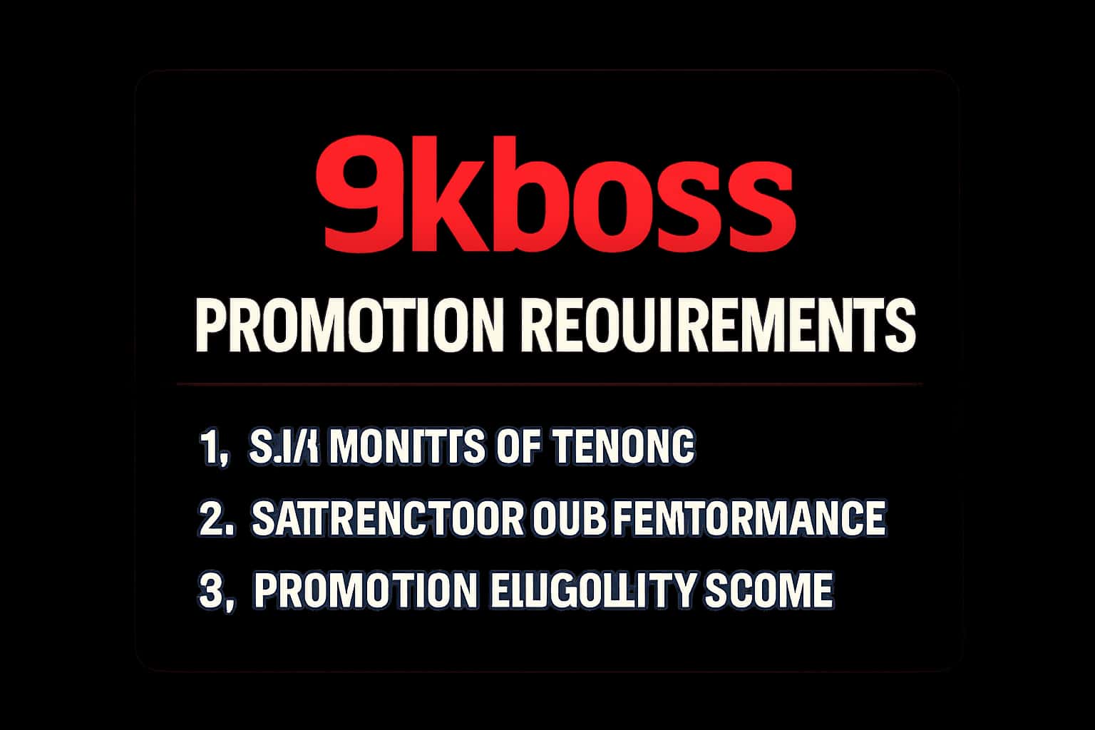 An informative depiction of 9kboss Promotion Requirements.