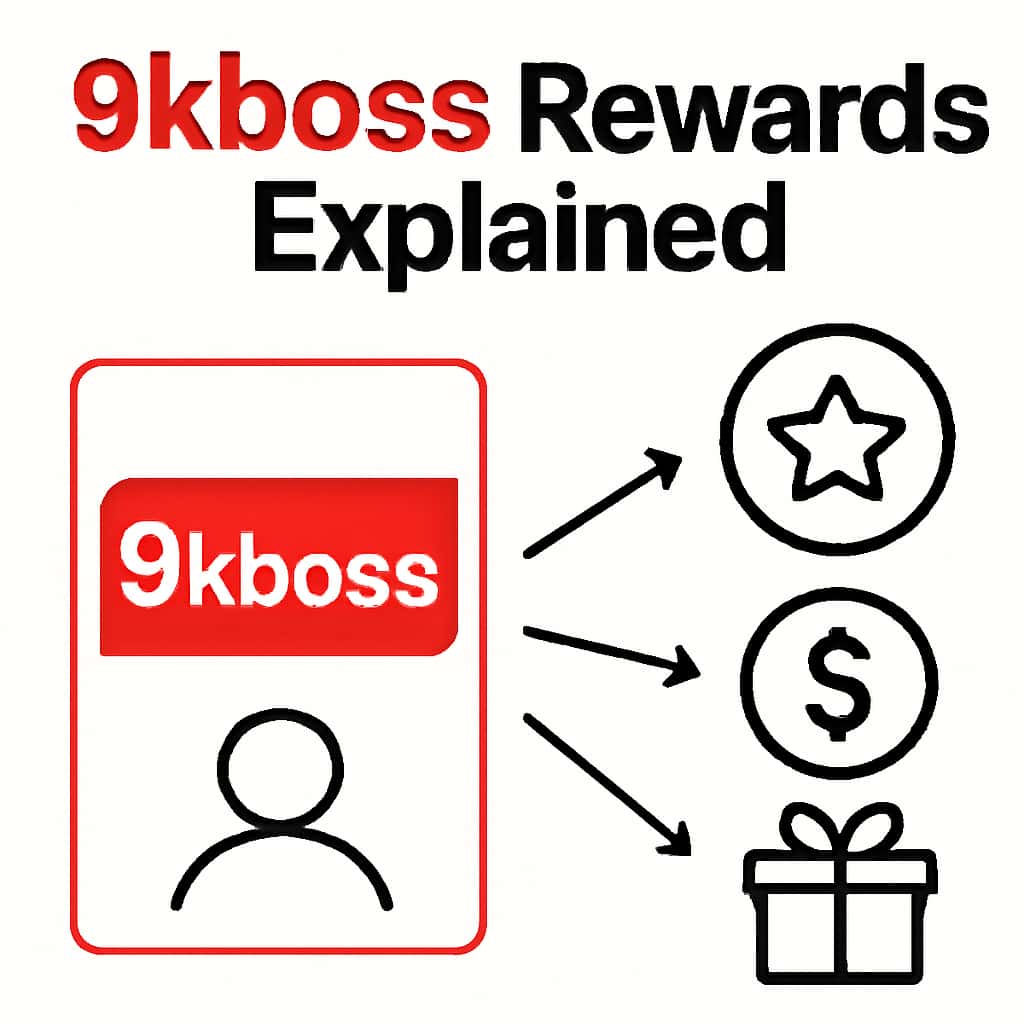 An educational diagram detailing the rewards system of 9kboss.