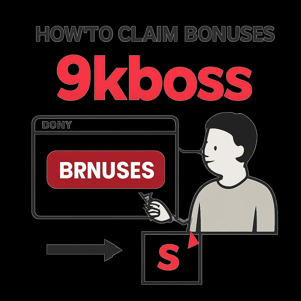 An educational diagram on claiming 9kboss bonuses.