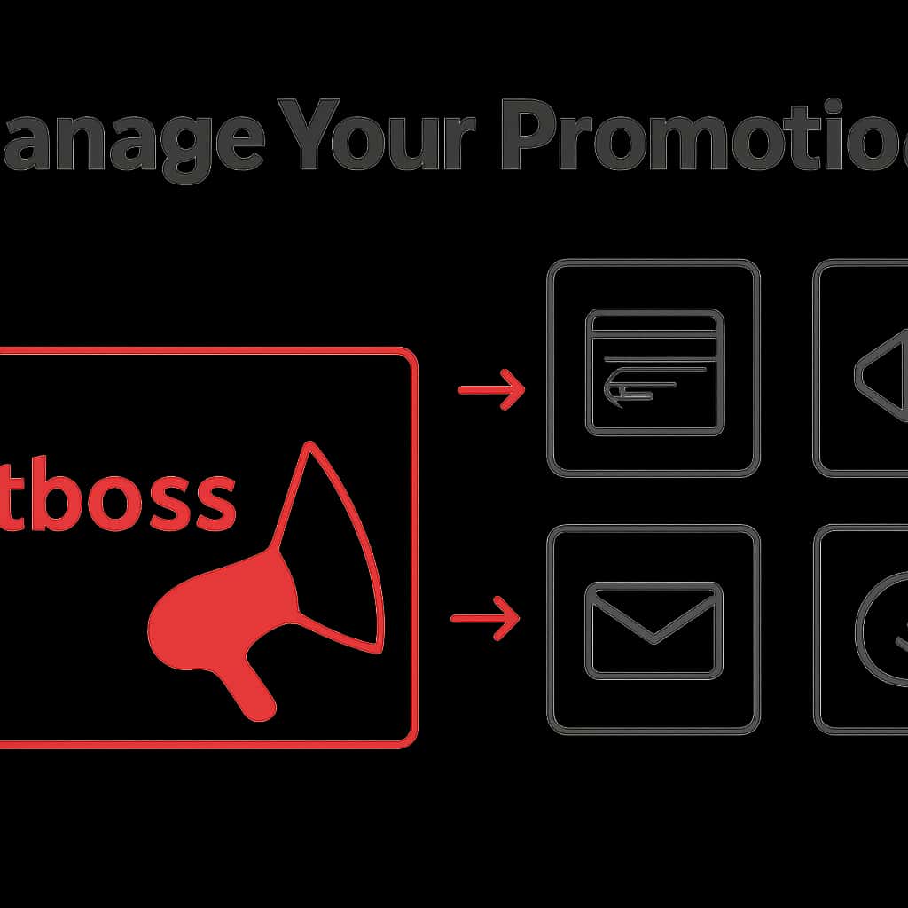 An illustration detailing the process of managing 9kboss promotions.